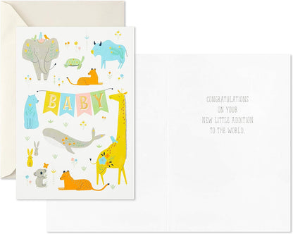 Hallmark Baby Shower Cards Assortment, 12 Cards with Envelopes (Rabbits, Animals, Baby Boys, Baby Girls)