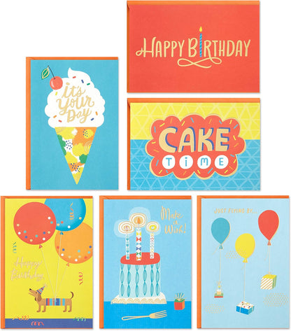 Hallmark Birthday Cards Assortment, 36 Cards with Envelopes (Cake, Ice Cream, Balloons)