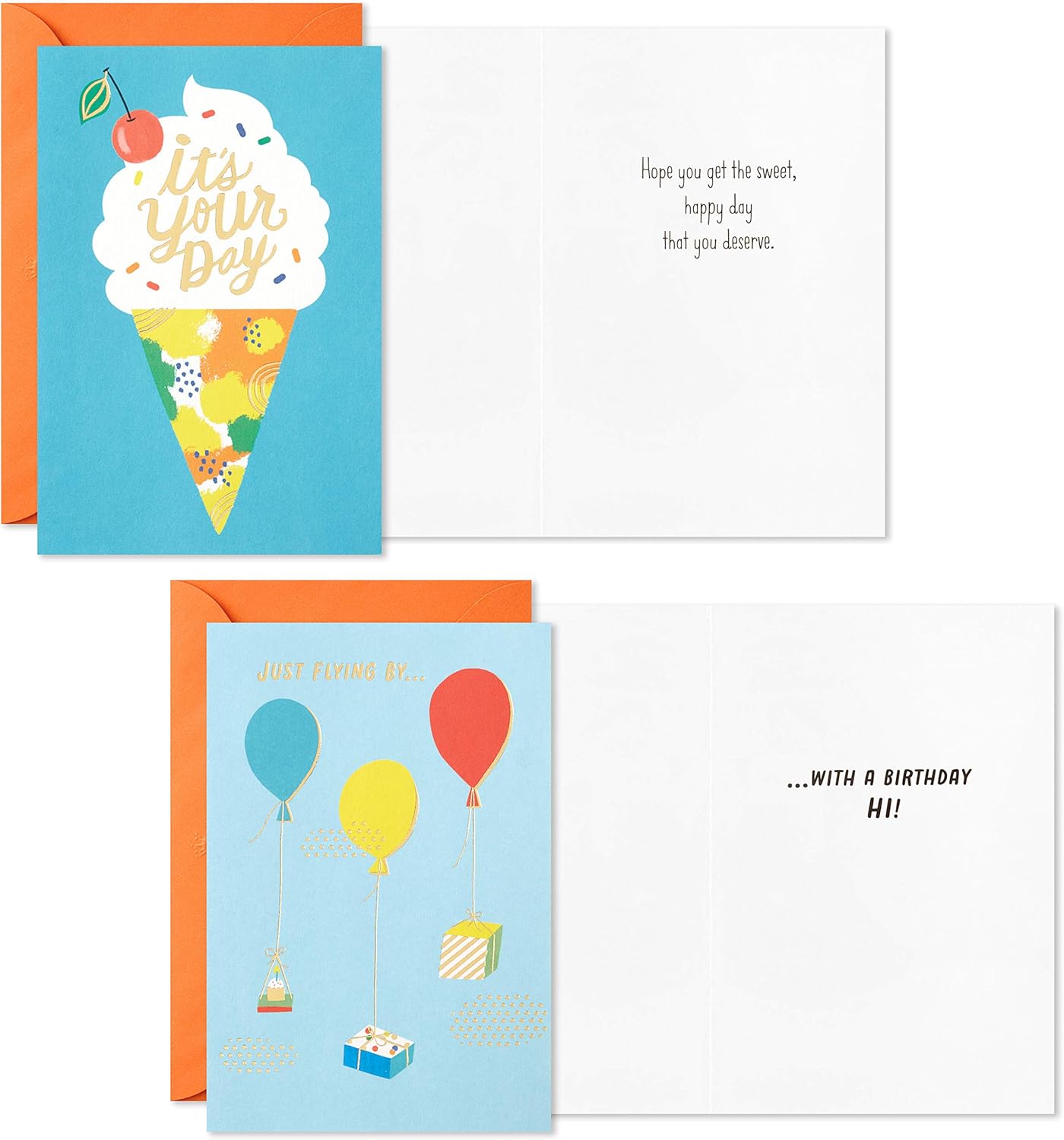 Hallmark Birthday Cards Assortment, 36 Cards with Envelopes (Cake, Ice Cream, Balloons)