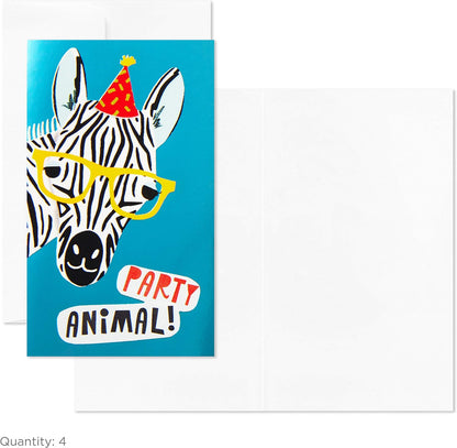 Hallmark Pack of 12 Assorted Mini Birthday Cards, 2.25" x 3.5" Cards with Envelopes (Llamas, Zebras, Dogs, Cats)