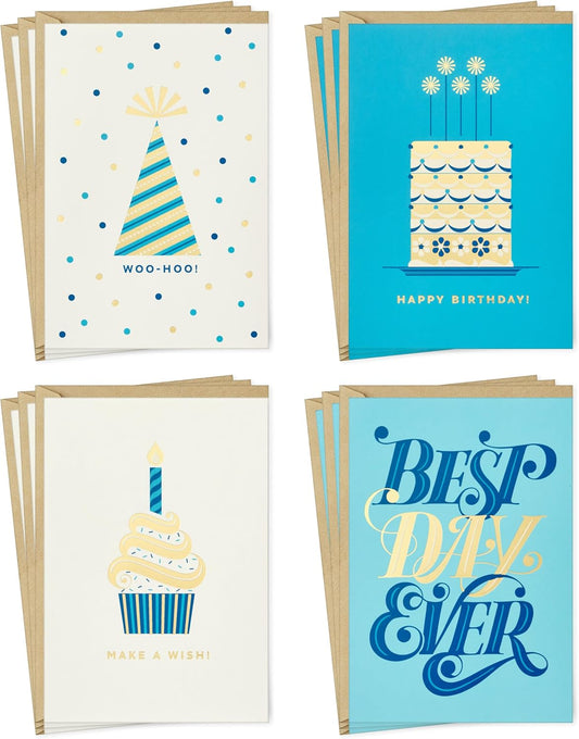 Hallmark Birthday Cards Assortment, Vintage Happy Birthday (12 Cards with Envelopes)