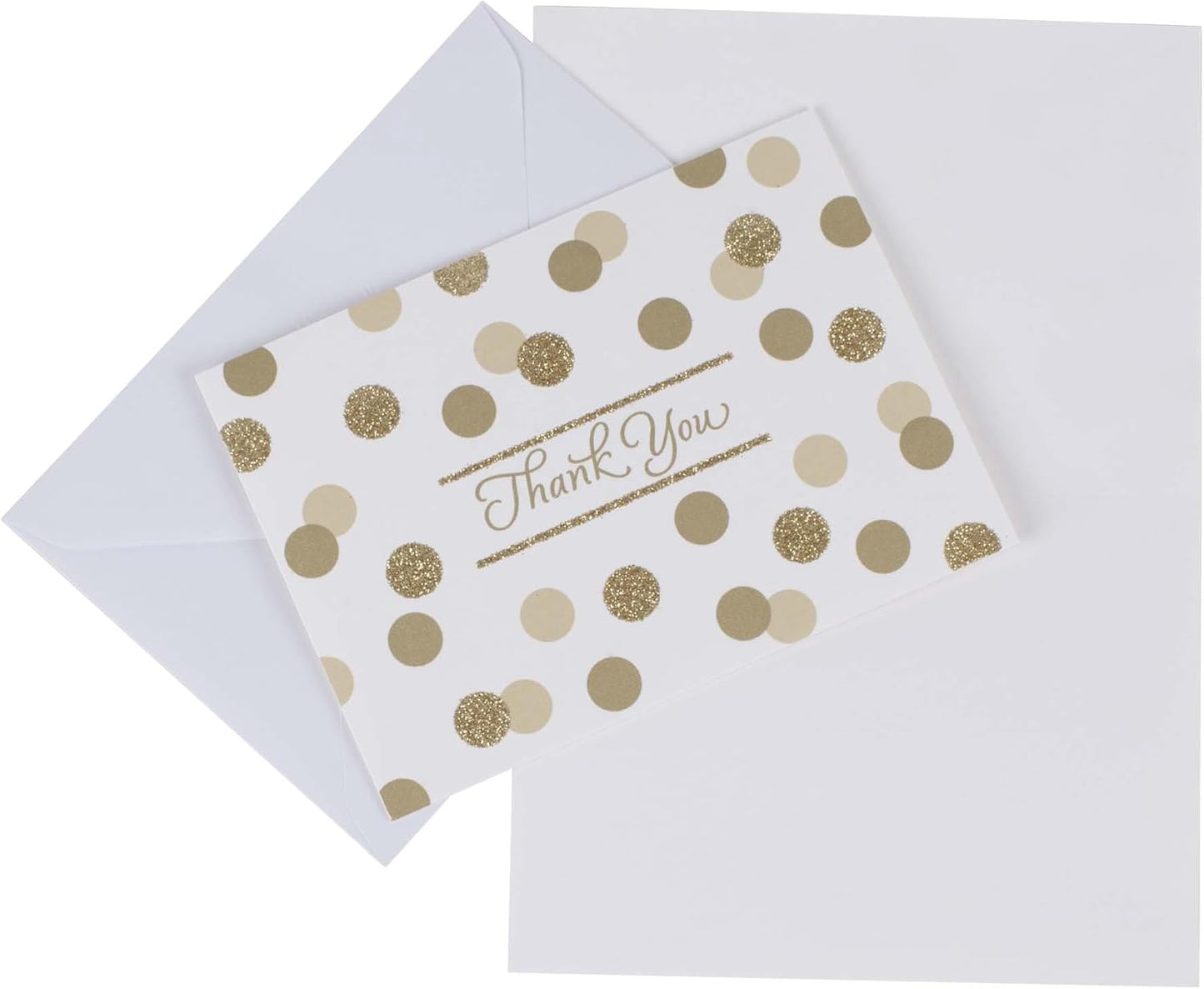 Hallmark Thank You Cards, Gold Foil and Glitter Dots (40 Thank You Notes with Envelopes for Wedding, Bridal Shower, Baby Shower, Graduation)