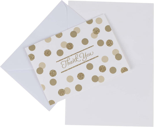 Hallmark Thank You Cards, Gold Foil and Glitter Dots (40 Thank You Notes with Envelopes for Wedding, Bridal Shower, Baby Shower, Graduation)