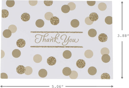 Hallmark Thank You Cards, Gold Foil and Glitter Dots (40 Thank You Notes with Envelopes for Wedding, Bridal Shower, Baby Shower, Graduation)