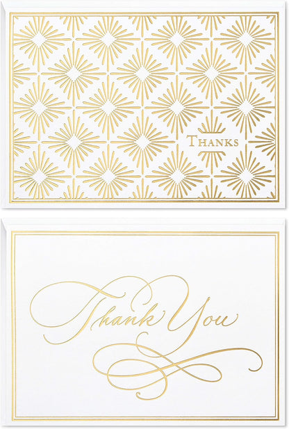 Hallmark Thank You Cards Assortment, Gold Foil Scroll (50 Thank You Notes with Envelopes for Wedding, Bridal Shower, Baby Shower, Business, Graduation)