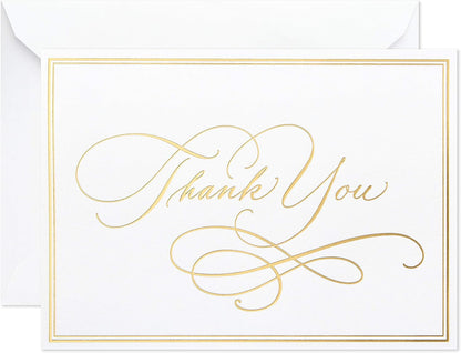 Hallmark Thank You Cards Assortment, Gold Foil Scroll (50 Thank You Notes with Envelopes for Wedding, Bridal Shower, Baby Shower, Business, Graduation)