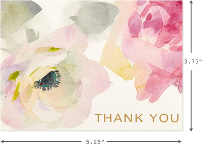 Hallmark Thank You Cards, Watercolor Flowers (10 Cards with Envelopes)