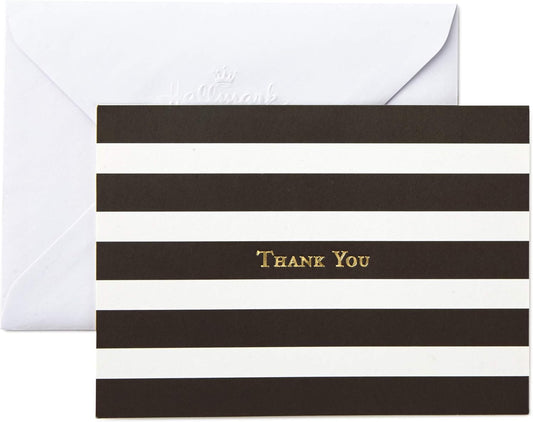 Hallmark Thank You Cards, Striped (40 Blank Thank You Notes with Envelopes for Weddings, Business, Birthdays, Showers, All Occasion)