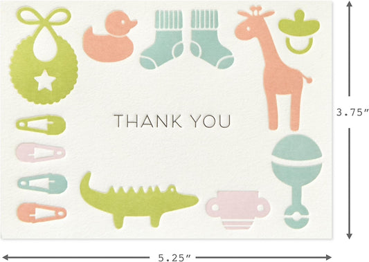 Hallmark Baby Shower Thank You Cards, Gender Neutral (10 Cards with Envelopes for Baby Boy or Baby Girl) - 5STZ5032, Baby Icons