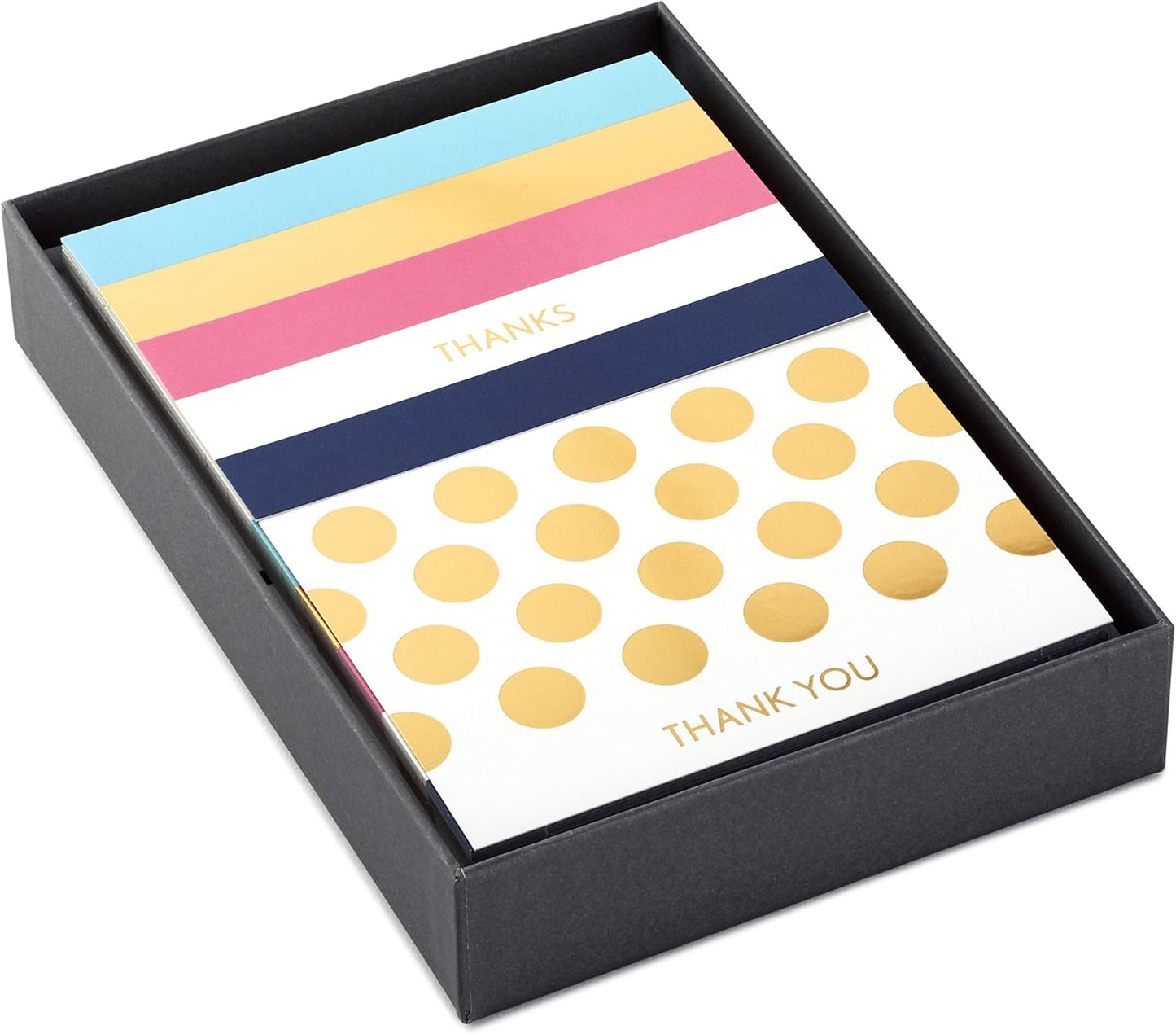 Hallmark Thank You Cards Assortment, Preppy Gold Foil Stripe Dot (50 Thank You Notes with Envelopes for Wedding, Bridal Shower, Baby Shower, Business, Graduation