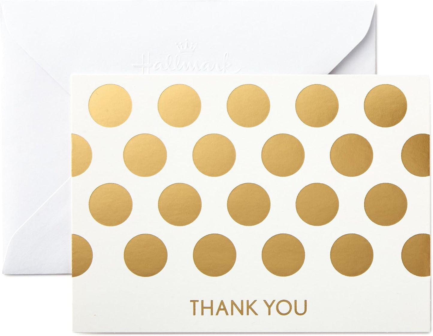 Hallmark Thank You Cards Assortment, Preppy Gold Foil Stripe Dot (50 Thank You Notes with Envelopes for Wedding, Bridal Shower, Baby Shower, Business, Graduation