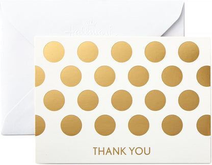 Hallmark Thank You Cards Assortment, Preppy Gold Foil Stripe Dot (50 Thank You Notes with Envelopes for Wedding, Bridal Shower, Baby Shower, Business, Graduation