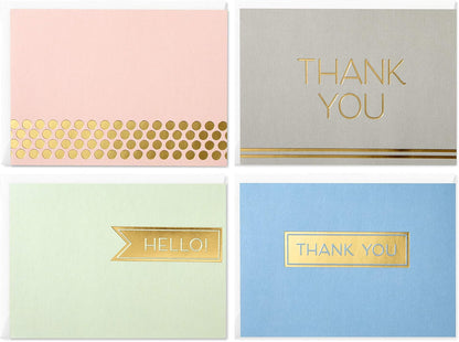 Hallmark Boxed Thank You Cards Assortment, Classic Gold Foil (Four Assorted Designs, 40 Cards with Envelopes)