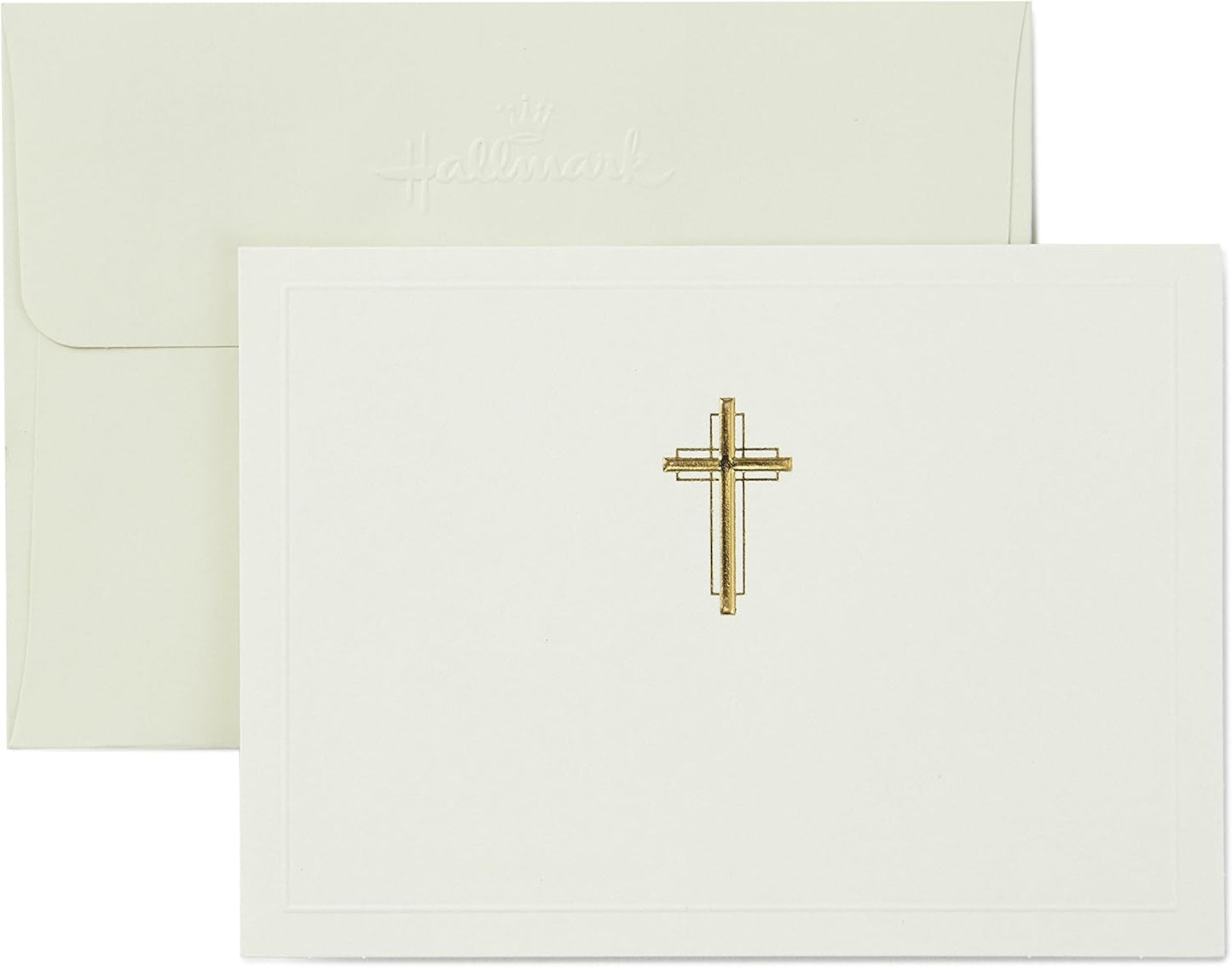 Hallmark Religious Blank Cards, Gold Cross (20 Cards with Envelopes)