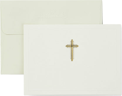 Hallmark Religious Blank Cards, Gold Cross (20 Cards with Envelopes)