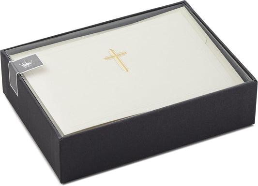 Hallmark Religious Blank Cards, Gold Cross (20 Cards with Envelopes)