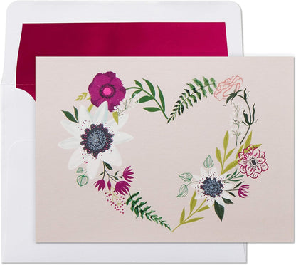Hallmark Pack of 10 Blank Cards with Envelopes, Floral Wreath Heart