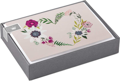 Hallmark Pack of 10 Blank Cards with Envelopes, Floral Wreath Heart