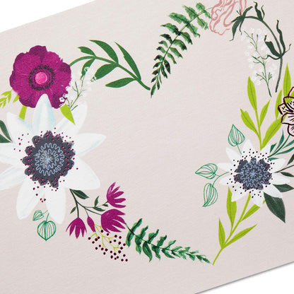 Hallmark Pack of 10 Blank Cards with Envelopes, Floral Wreath Heart