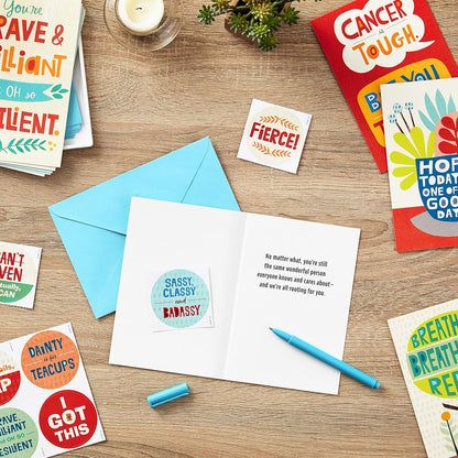 Hallmark Encouragement Cards Assortment for Cancer, Illness, Tough Times (12 Cards and Envelopes, 12 Stickers)