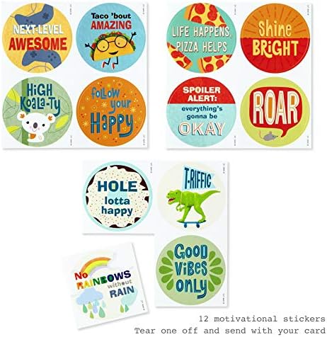 Hallmark Encouragement Cards Assortment for Kids Or Adults (12 Cards and Envelopes, 12 Stickers)