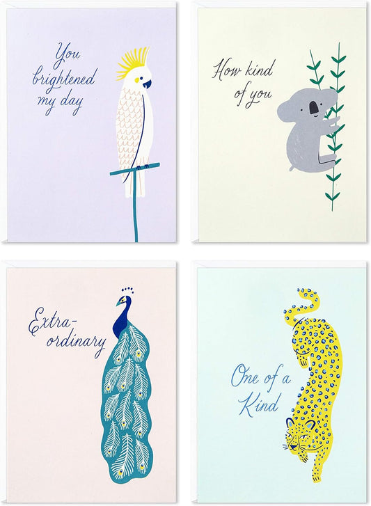 Hallmark Thank You Cards Assortment, Exotic Animals (48 Cards with Envelopes for Baby Showers, Bridal Showers, Weddings, All Occasion) Koala, Peacock