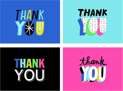 Hallmark Thank You Cards Assortment, Colorful Thanks featuring four modern designs in vibrant colours with varied lettering styles.