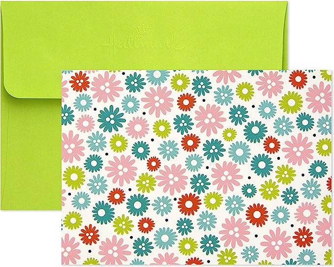 Hallmark Assorted Notecards (Stripes, Floral, Polka Dots, Bird, 40 Cards and Envelopes)