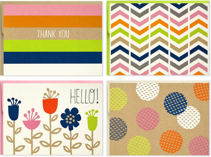 Hallmark Notecards (Stripes, Dots, Flowers, 40 Cards and Envelopes)