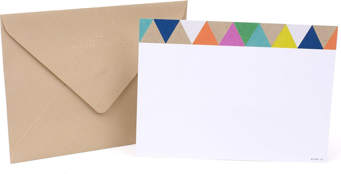 Hallmark Single-Panel Notecards (Triangle Trim, 50 Cards and Envelopes)