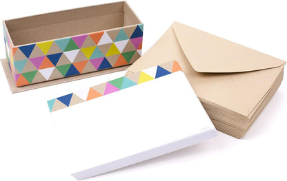 Hallmark Single-Panel Notecards (Triangle Trim, 50 Cards and Envelopes)