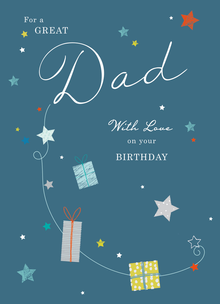 Dad Birthday Wrapped Presents Stars Traditional