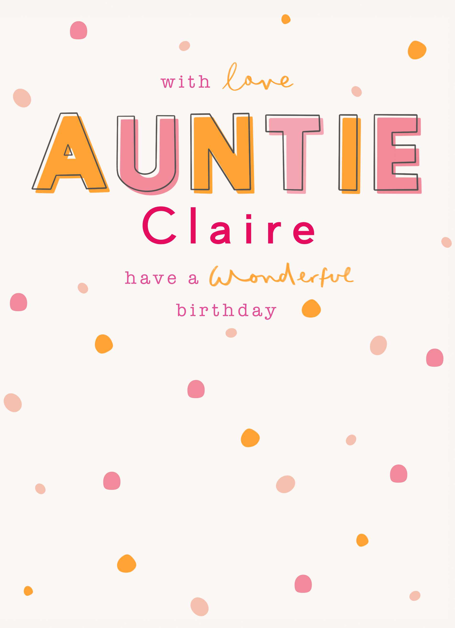 Contemporary Birthday Auntie Dotty Pink Yellow