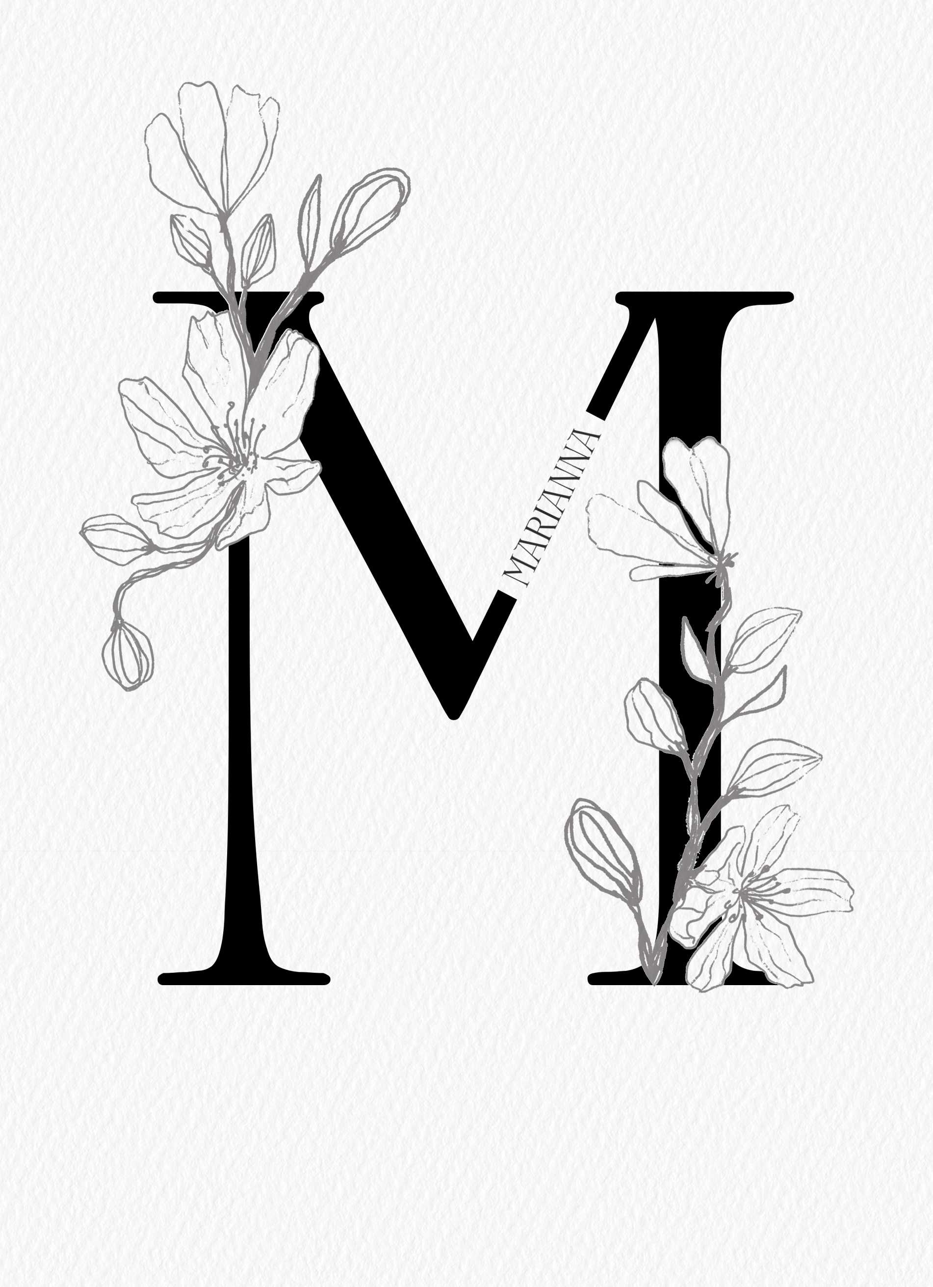 Contemporary Editable Initial Illustrated Letter M