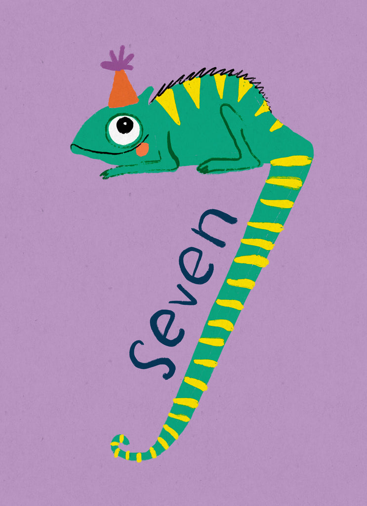 7th Birthday Fun Chameleon Figure Seven