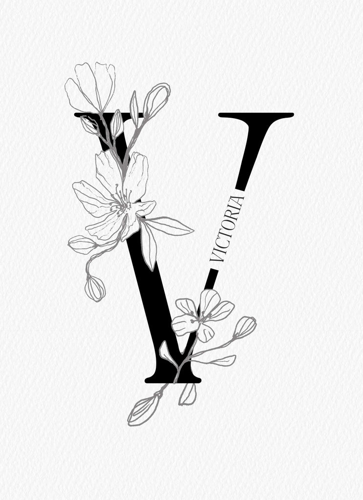Contemporary Editable Initial Illustrated Letter V