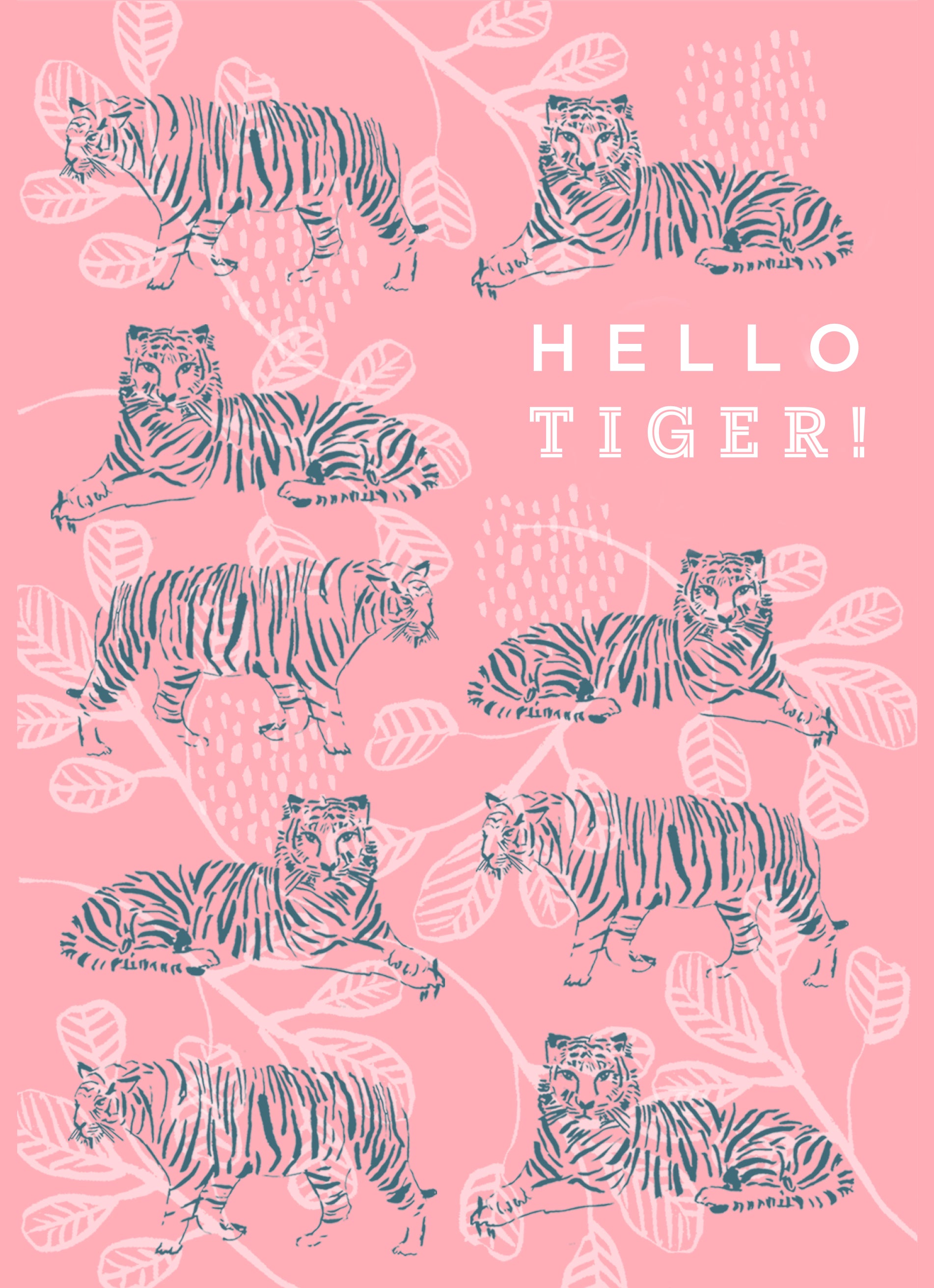 Contemporary Birthday Quirky Hello Tiger Pink