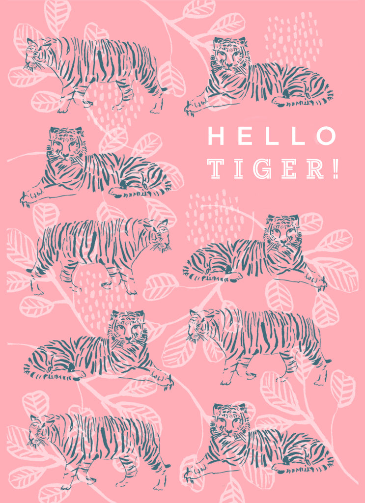 Contemporary Birthday Quirky Hello Tiger Pink