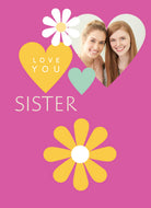 Sister Photo Upload Love Heart Editable Flowers