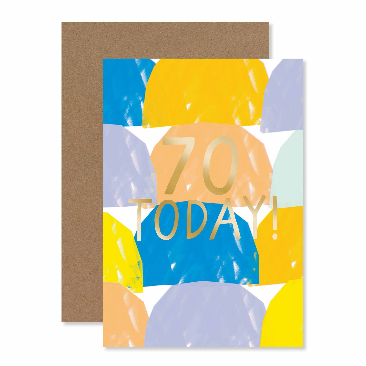 Connections from Hallmark 70th Birthday Card - 70 TODAY! in vibrant colours with gold foil detail on a textured background.