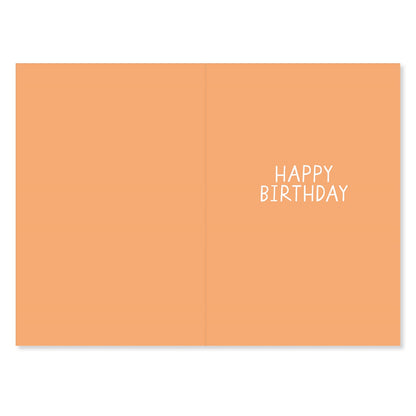 Connections from Hallmark 70th Birthday Card - 70 TODAY! inside view showcasing 'HAPPY BIRTHDAY' text on peach background