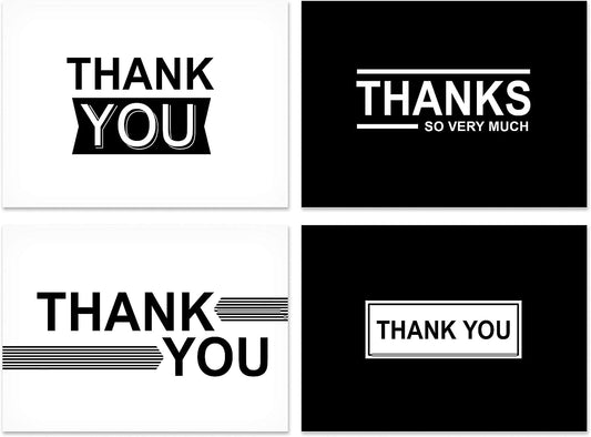 Hallmark Thank You Cards Assortment, Black and White Thanks (48 Cards with Envelopes for All Occasions)