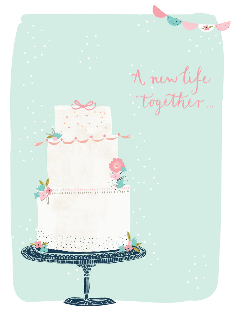 Classic Wedding Congrats Illustrated Cake New Life