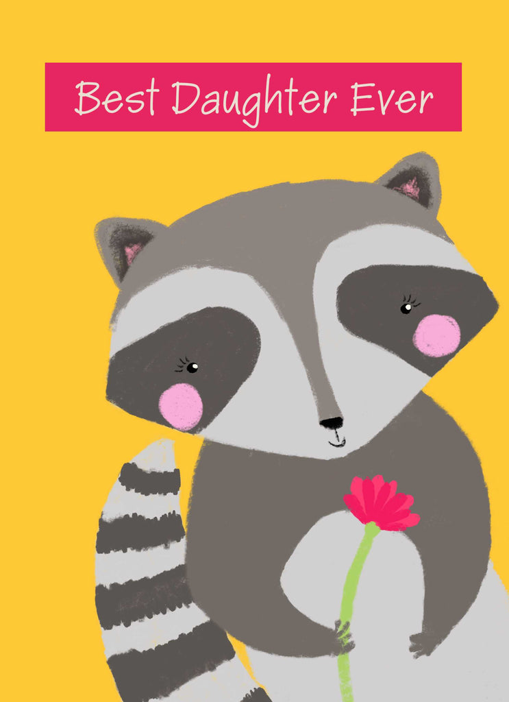 Daughter Cute Illustrated Raccoon Editable