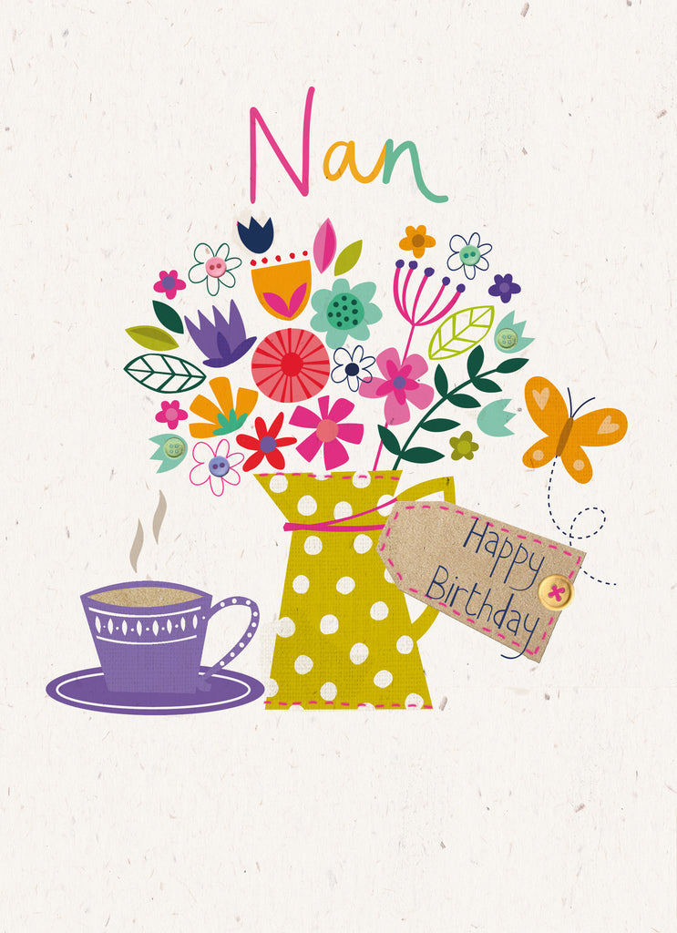 Classic Nan Birthday Vase Flowers Cuppa Colourful