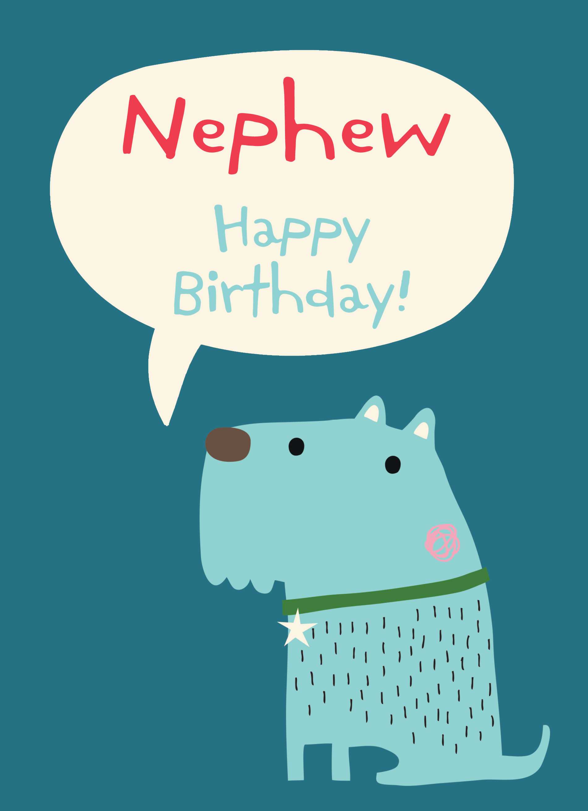 Modern Birthday Nephew Editable Quirky Dog