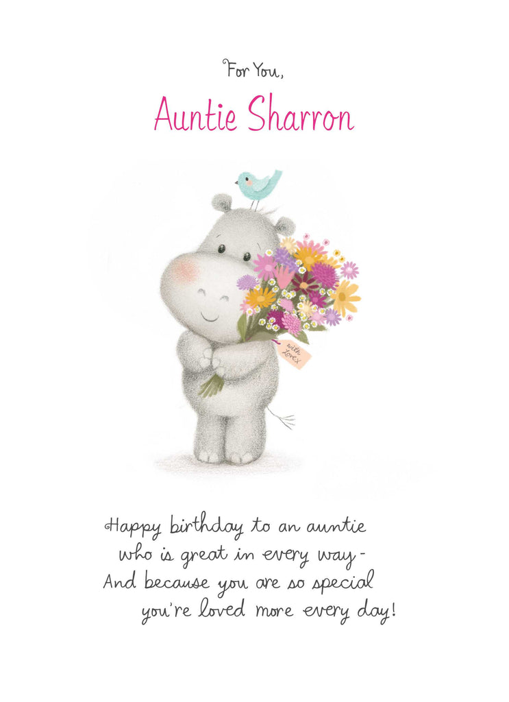 Cute Birthday Hippo Verse For Auntie