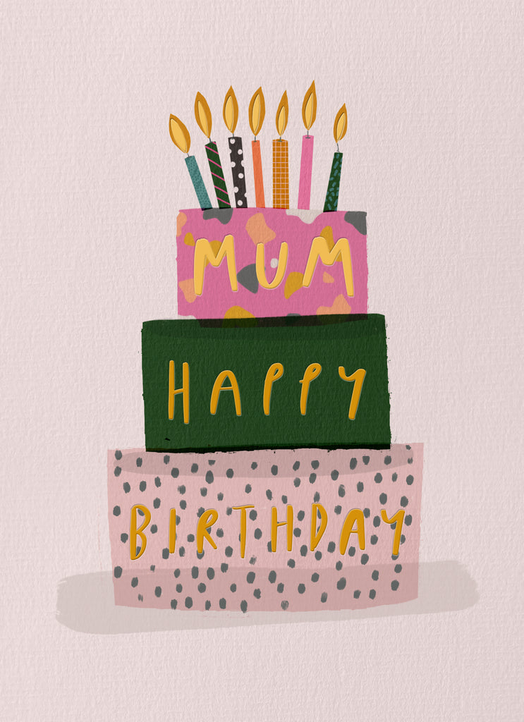 Contemporary Birthday Mum Pink Black Cake