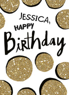 Contemporary Birthday Editable Glitter Effect Polka Dots