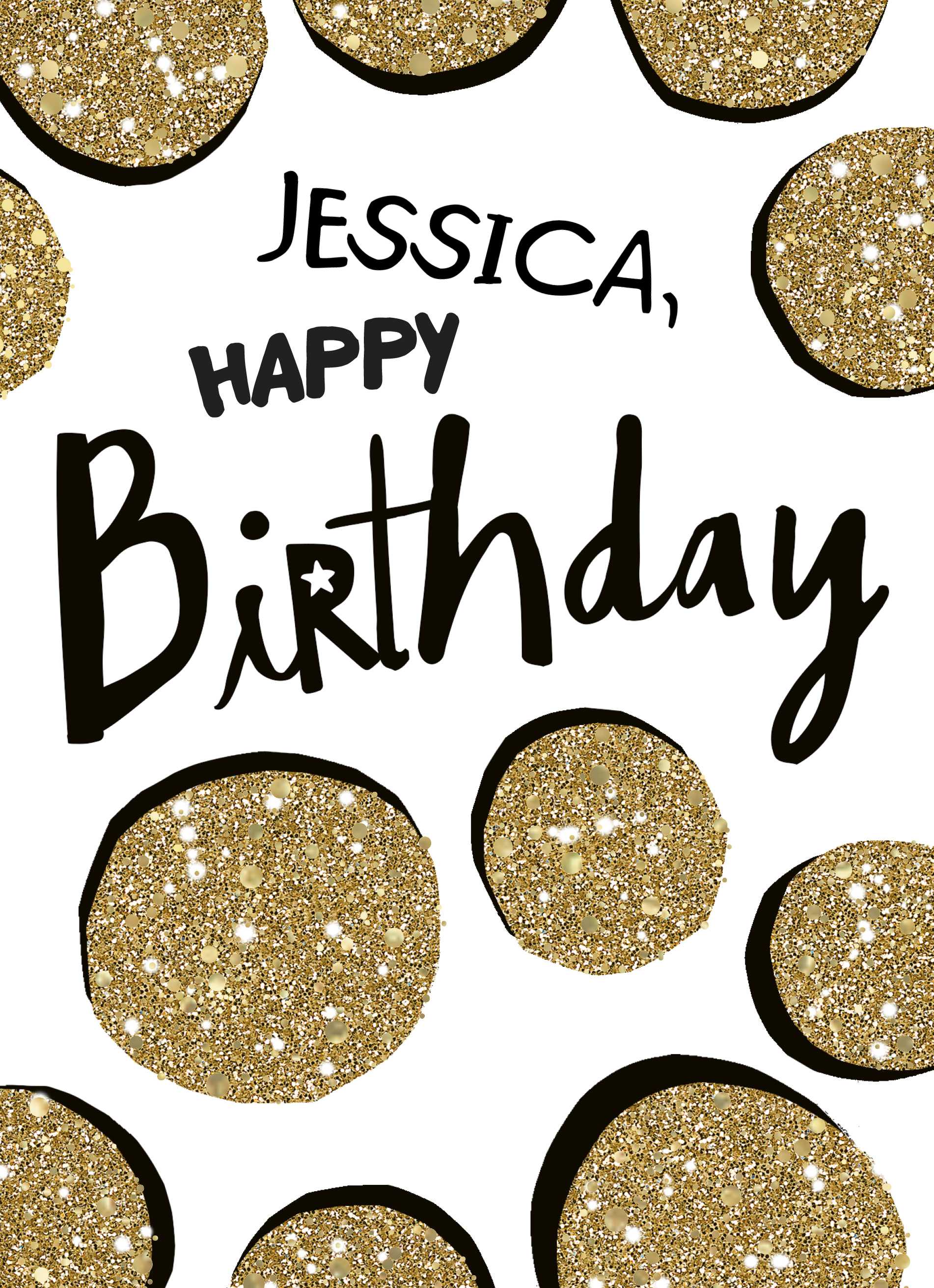 Contemporary Birthday Editable Glitter Effect Polka Dots